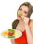 Young Healthy Pretty Woman Eating Five A Day Fruit and Vegetables