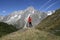 Young hiker woman in Val Ferret