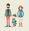 Young hipster family with daughter, little girl.