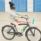 Young hipster girl with black bike