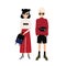Young hipster man and woman wearing trendy outfits. Male and female cartoon characters dressed in modern fashionable