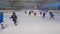 Young hockey players training on the ice
