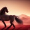 A young horse in shades of brown roams freely through Mars made with iA technology