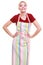 Young housewife or barista wearing kitchen apron isolated