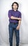 Young indian male model in purple check shirt