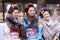 Young Japanese women in kimono temple