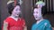 Young japanese women in traditional geisha dress