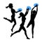 Young jumping girls, silhouette