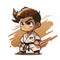 Young karate boy. Vector graphics. Illustration for a child.