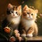 Young kittens. Cute funny cats at home. generative AI