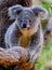 Young koala on a gum tree in Queensland