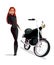 Young lady biker flat vector illustration