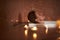 Young lady enjoy relaxed spa bath with candle