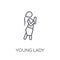 Young Lady linear icon. Modern outline Young Lady logo concept o