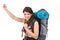 Young lady with tourist rucksack