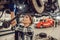 Young lady working in an auto repair shop