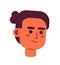 Young latino man with bun 2D vector avatar illustration
