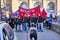 Young left-wing communist youth demonstrators demand bread and heating for the winter in the inflation