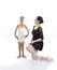 Young little girl ballerina learning dance lesson with ballet teacher