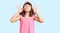 Young little girl with bang wearing funny kitty cap relax and smiling with eyes closed doing meditation gesture with fingers