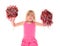 Young little girl shaking pom poms