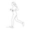 Young long hair female jogging -vector illlustration