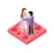 Young Love Couple Dance Isometric Style Design
