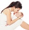 Young lovely mother kissing baby