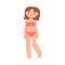 Young Lying Woman in Swimsuit Sunbathing View from Above Vector Illustration