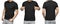 Young male in blank black T-shirt, front and back view, white background . Design men tshirt template and mockup for print