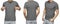 Young male in blank gray t-shirt, front and back view, isolated white background. Design men tshirt template and mockup for print