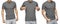 Young male in blank gray t-shirt, front and back view, isolated white background . Design men tshirt template and mockup for print