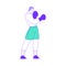 Young Male in Boxing Gloves Doing Intensive Body Training and Sport Workout Vector Illustration