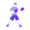 Young Male in Boxing Gloves Doing Intensive Body Training and Sport Workout Vector Illustration