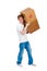 Young male carrying moving boxes