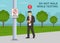 Young male character is about to hit to a pole while uses mobile phone on pedestrian road. Heads up, do not walk while texting.