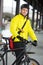 Young Male Cyclist With Bag