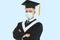 Young male graduation wearing face mask  during the coronavirus pandemic