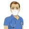 Young male nurse wearing surgical antiviral mask