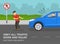 Young male pedestrian about to be hit by suv car on a city road. Obey all traffic signs and rules for your own safety.