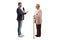 Young male reporter interviewing an elderly citizen