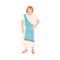 Young Male Roman Wearing Long Tunic and Sandals as Traditional Clothes Vector Illustration