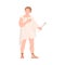 Young Male Roman Wearing Long Tunic and Sandals as Traditional Clothes Vector Illustration