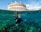 A Young Male Scuba Diver Begins a Dive at Casino Point in Catalina Island, California