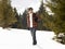 Young Man In Alpine Snow Scene