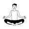 Young man athlete practicing yoga character