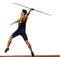 Young man athletics Javelin athlete isolated white background