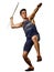 Young man athletics Javelin athlete isolated white background