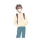 Young Man with Backpack Wearing Protective Mask, Protection from Virus Outbreak, Pandemic Prevention Concept Cartoon