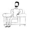 young man with beard sitting in sofa